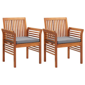 Patio Dining Chairs with Cushions 2 pcs Solid Acacia Wood A949-45970
