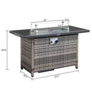 43-Inch Fire Table,50000 BTU Gas Firepit with Volcanic Stone Black T575-S0671359516