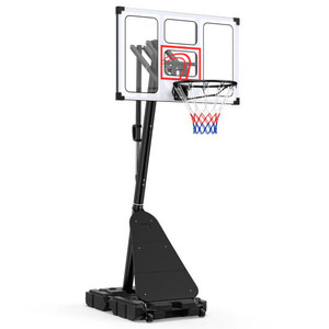 4.9-10 Feet Portable Basketball Hoop 10 Levels Adjustable with Fillable Base and Ball Storage B593-SP38700