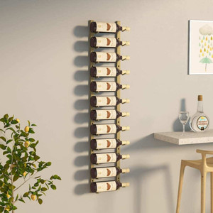 Wall Mounted Wine Rack for 12 Bottles Gold Iron A949-340880