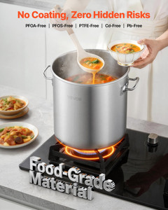 Stainless Steel Stock Pot, 21-Quart Stainless Steel Stockpot with Glass Lid, PFOA-Free, PFAS-Free,  E415-JTTG20QTBXGLYH2OH001V0