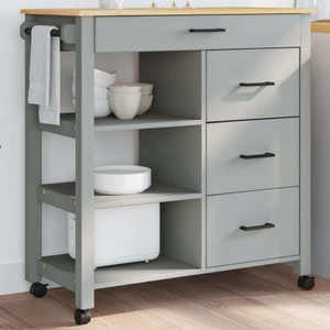 Kitchen Trolley MONZA 33.1"x15.7"x34.8" Solid Wood Pine A949-376113
