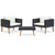 3 Piece Patio Lounge Set with Cushions Poly Rattan Black A949-310218