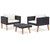 3 Piece Patio Lounge Set with Cushions Poly Rattan Black A949-310218