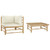 2 Piece Patio Lounge Set with Cream White Cushions Bamboo A949-313144