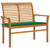 Patio Bench with Green Cushion 44.1" Solid Teak Wood A949-3062654