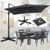 10 FT Cantilever Patio Umbrella with 32 Solar LED Lights and 220 LBS Base-Beige B593-NP13285+NP12183