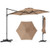 10 FT Patio Cantilever Umbrella with 360?° Rotation and Air Vent for Backyard and Poolside-Tan B593-NP13288