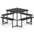 Outdoor Square Picnic Table Bench Set for 4-8 People with Umbrella Hole-Black - Color: Black - Size D681-NP12106BK