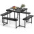 Outdoor Square Picnic Table Bench Set for 4-8 People with Umbrella Hole-Black - Color: Black - Size D681-NP12106BK