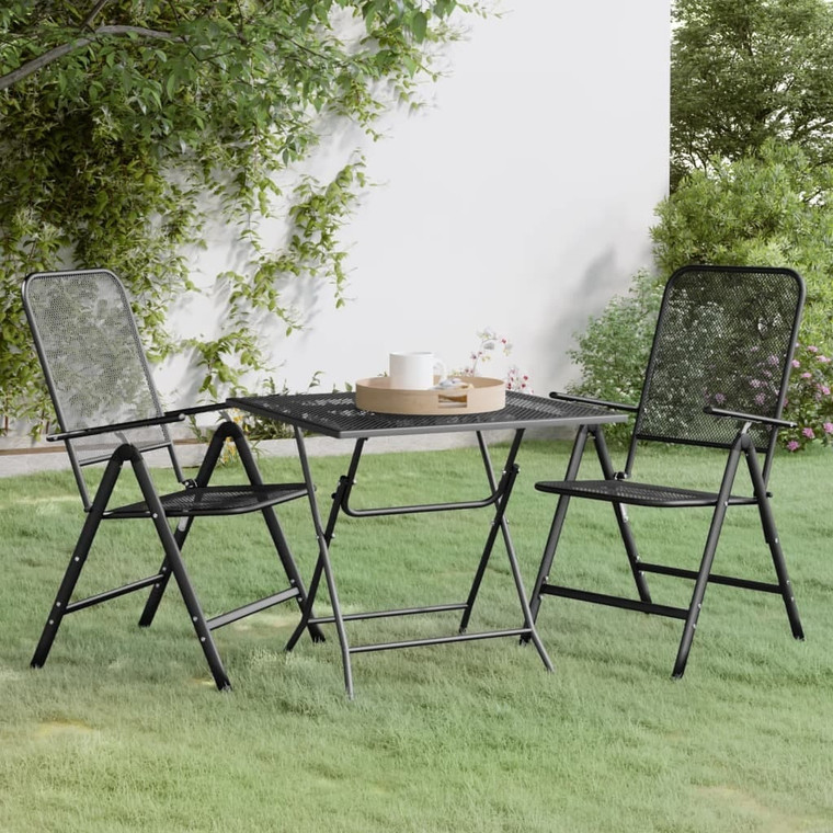 3 Piece Patio Dining Set Expanded Metal Mesh Anthracite A949-3084721