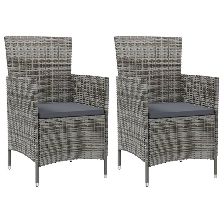 Patio Chairs with Cushions 2 pcs Poly Rattan Gray A949-316682