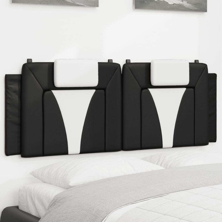 Headboard Cushion "Viana" Black and White 53.9" Faux Leather A949-374789