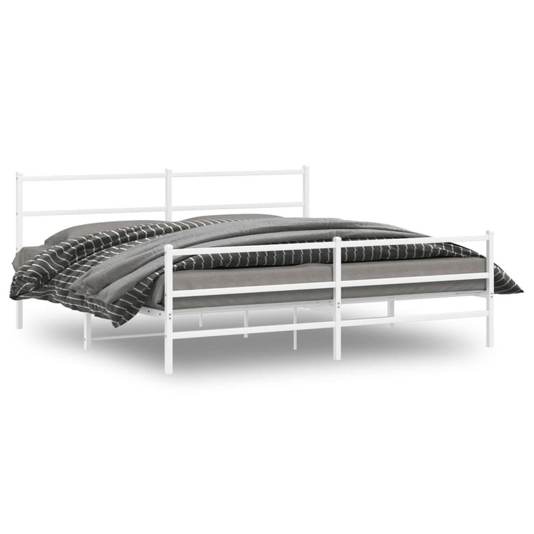 Metal Bed Frame without Mattress with Footboard? White 76"x79.9 A949-355438