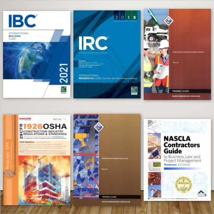 Complete Book Set for the Tennessee BC-A, B - Combined - Residential / Commercial Contractor Exam.