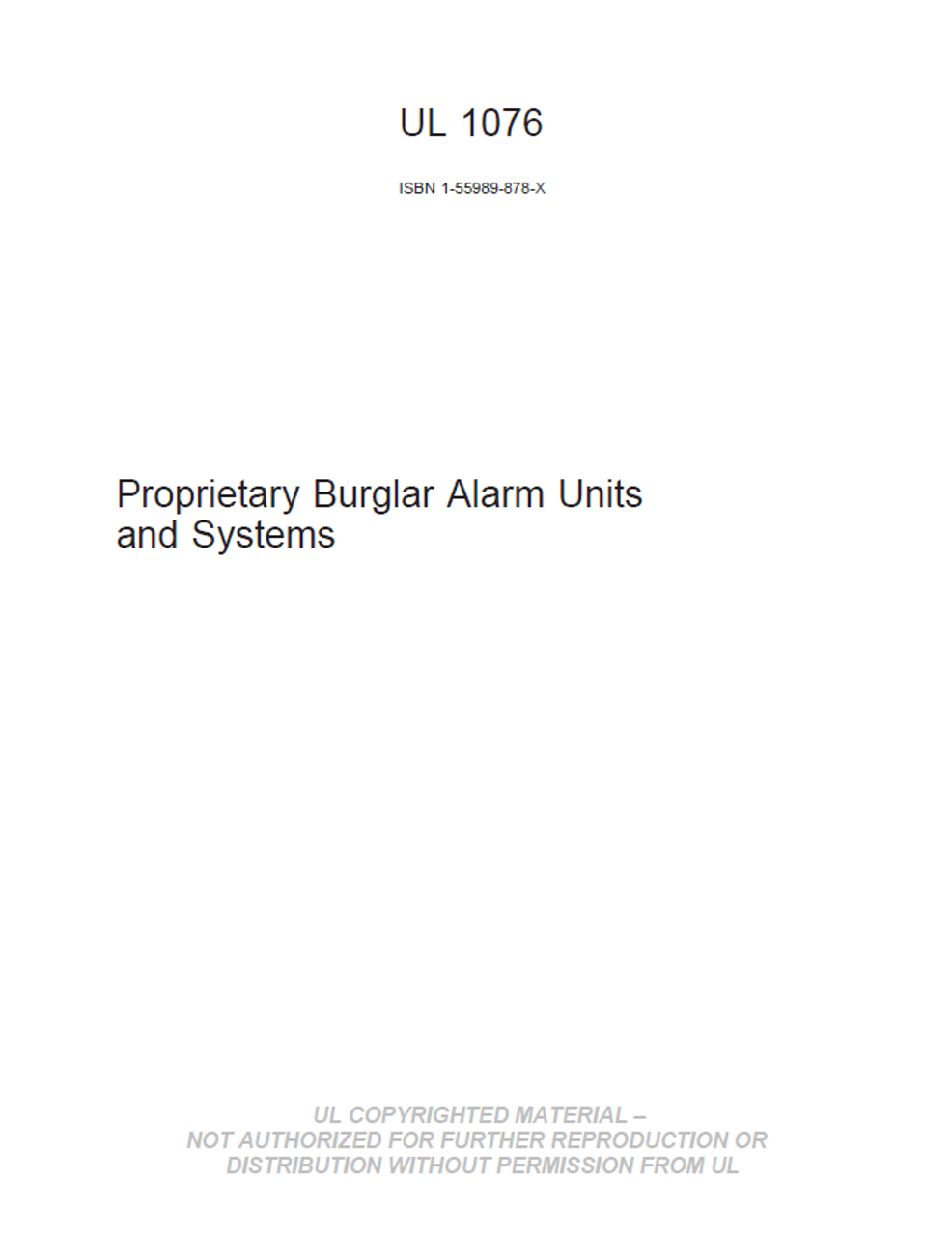 UL 1076 - Proprietary Burglar Alarm System Units