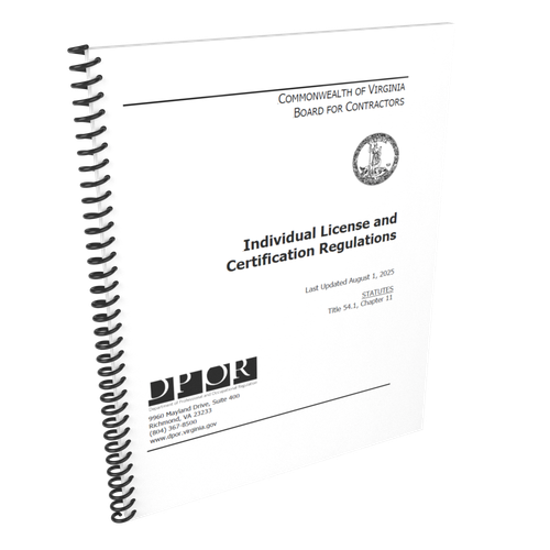 Virginia Board for Contractors: Individual License and Certification Regulations