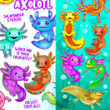 Axolotl Salamander Stickers (300 ct)