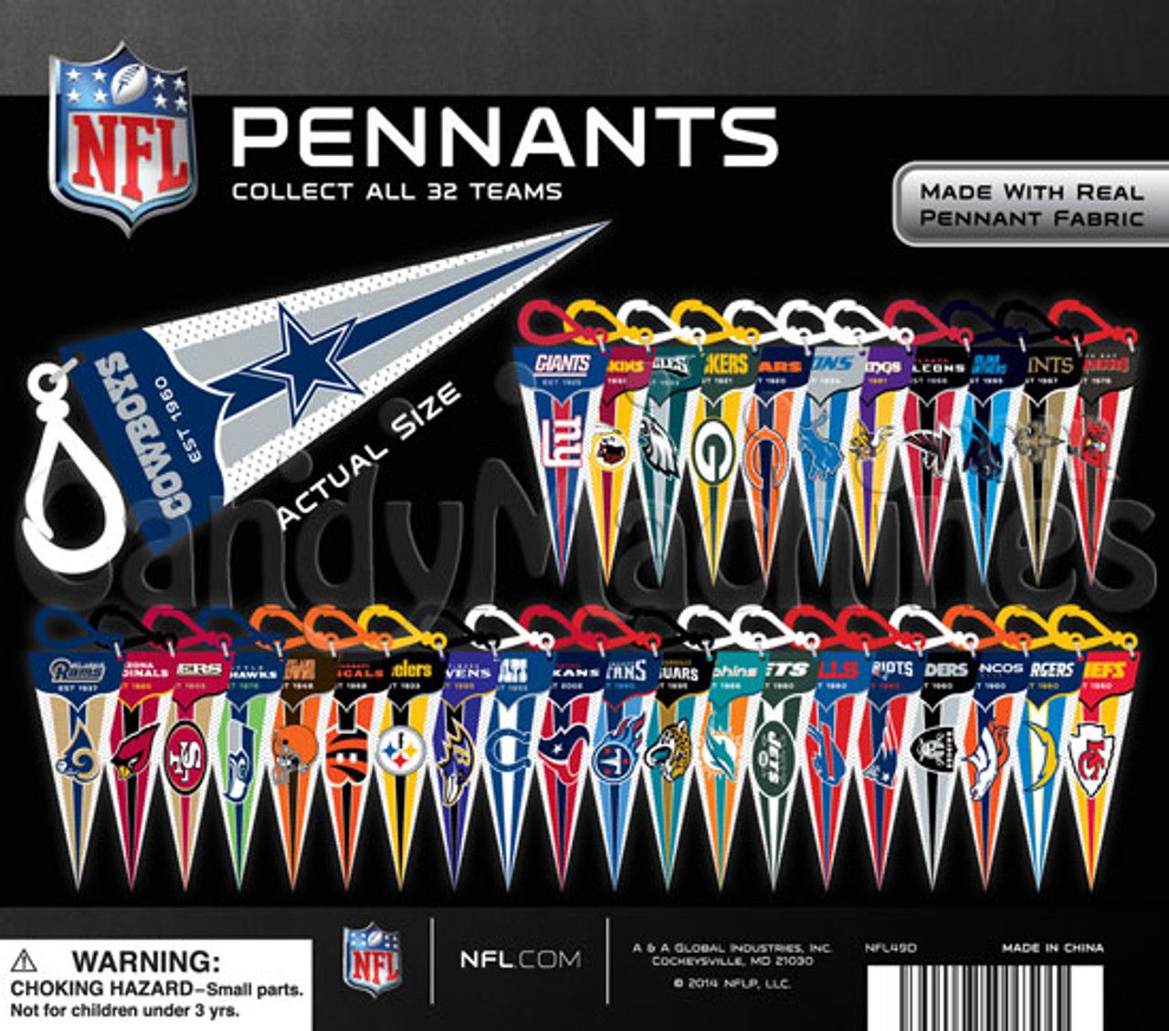 MLB Pennant Clips in 2 inch Toy Capsules