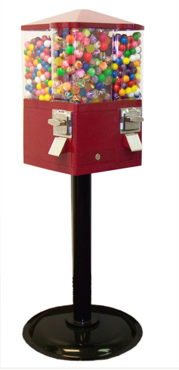 2 TWO Beaver Gumball Candy Nut Bulk Vending Machine With Lock and Key  Maroon