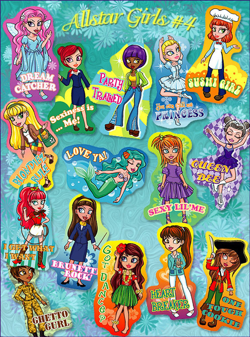 Allstar Girls Vending Stickers - CandyMachines.com