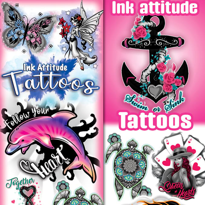 Black Ink Girls #2 Temporary Vending Tattoos (300 ct