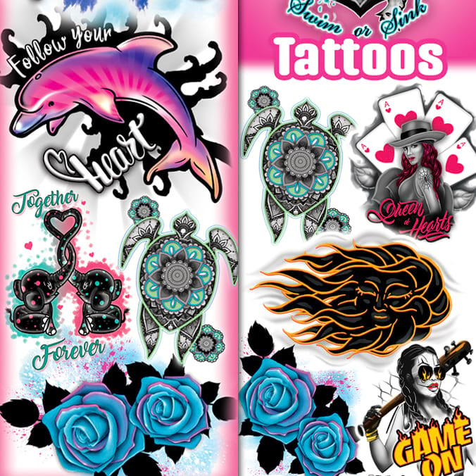 Black Ink Girls #2 Temporary Vending Tattoos (300 ct