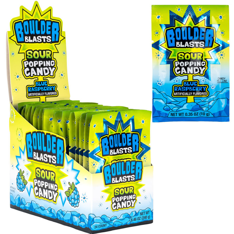 Boulder Blast Sour Blue Raspberry Popping Candy w/Display Box (24 count)
