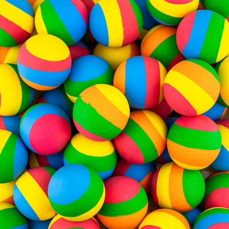 4 Color Rainbow 45mm High Bounce Balls (50 ct)