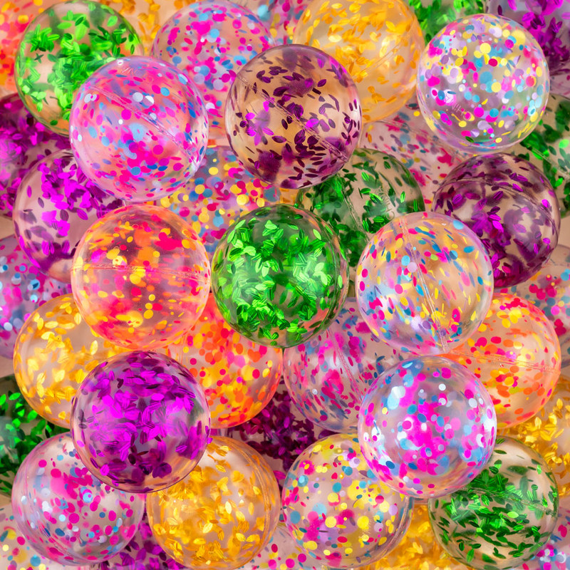 Confetti 45mm (1.75 inch) Bouncy Balls (50 ct)