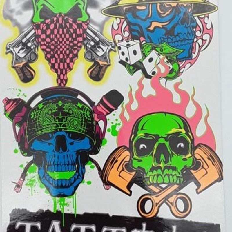 Neon Skulls Temporary  Vending Tattoos (300 ct) Neon Skulls Temporary  Vending Tattoos (300 ct)