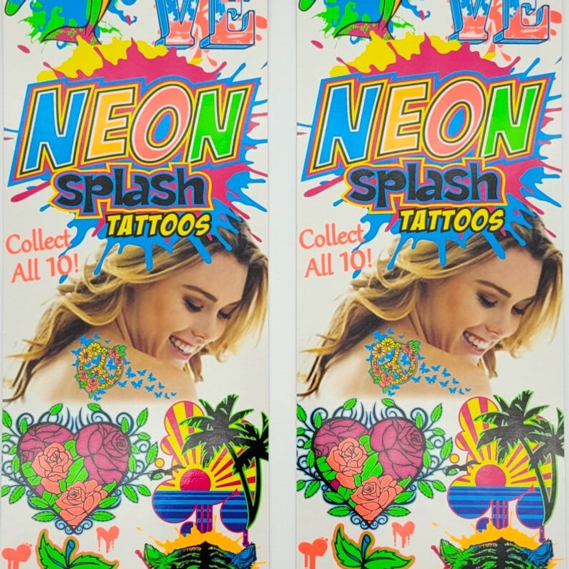 Neon Splash Temporary  Vending Tattoos (300 ct) Neon Splash Temporary  Vending Tattoos (300 ct)