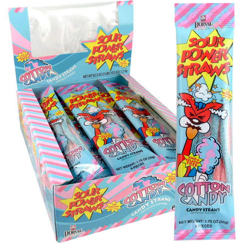 Sour Power Cotton Candy Flavored Straws (24 ct)