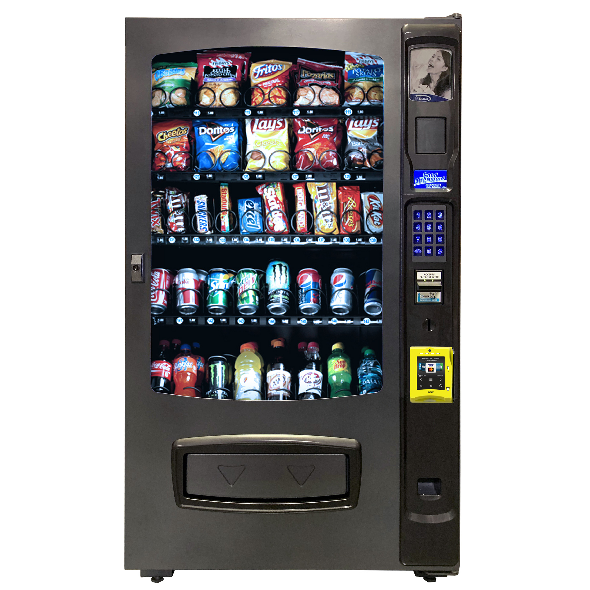 Touch Screen Coke Vending Machine Soda Snack Candy Dispenser Cashless SEE  VIDEO