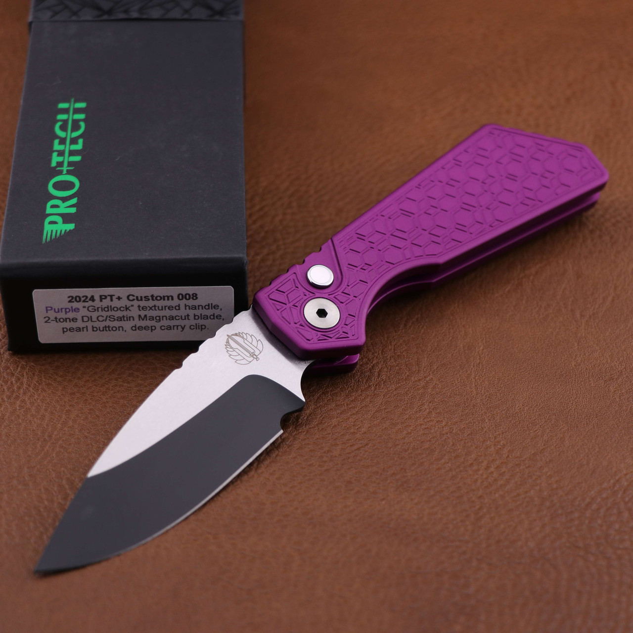 ProTech Strider PT+ Purple GRIDLOCK handle 2-tone DLC/Satin