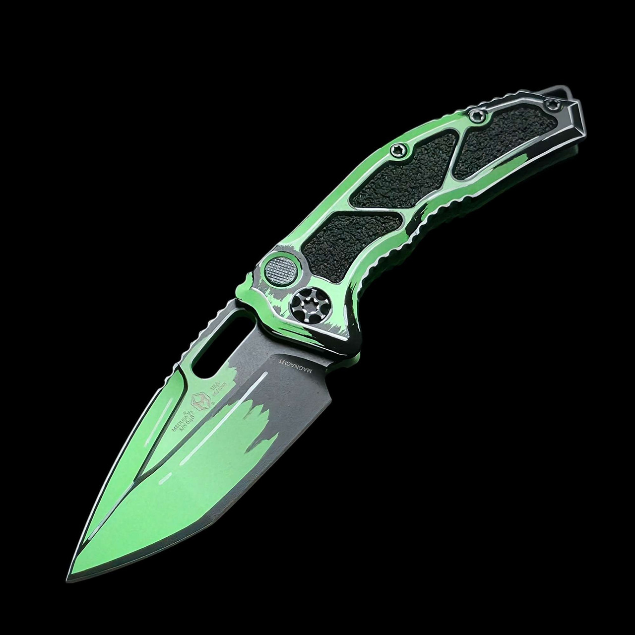 Heretic Knives Medusa Auto Tanto Cel Shade Toxic Green