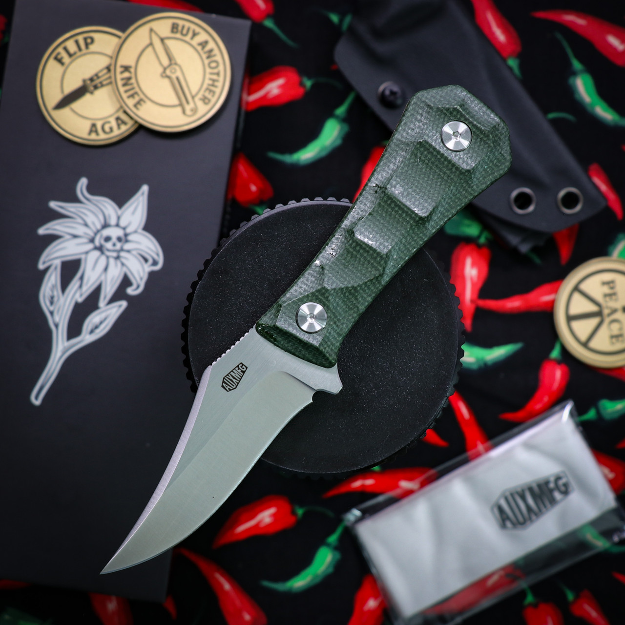 Auxiliary Manufacturing Green Deadhead Bowie Green Micarta