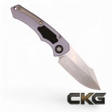 Heretic Pariah Auto Stonewash Standard Griptape Inlay Titanium Pivot Gray Chassis H048-2A-GRY Cajun Knife And Gear