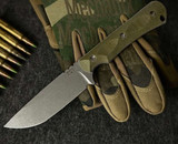 McNees Knives Ridge Runner- Green Micarta with Atomic Stonewash McNees Ridge Runner- Green
