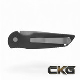 Tactical Response 3 3.5" Clip Point Blade Auto Folder Black Handle with grooves Bead Blasted Blade Plain Edge. TR-3 Cajun Knife And Gear