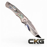 Heretic Knives Wraith V4 Custom High Polish Tanto Abalone Inlays SN 009 WraithV4Custom009