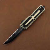 Microtech Scarab II Gen III Double Edge Full Serated Black Blade Sand Handle 1180-3SN 1180-3SN