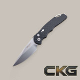 Pro-Tech Tactical Response 5 - Black handle with feather texture Stonewash S35 Blade blasted hardware PLAIN Edge black deep carry clip. T505-F Cajun Knife And Gear