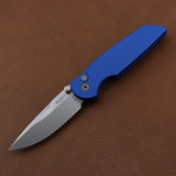 ProTech TR-3 Integrity Thumbstud Manual Blue handle Stonewash blade INT101-Blue INT101-Blue