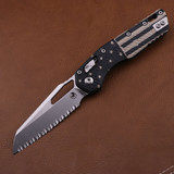 Microtech MSI Stonewashed Tri-Grip Polymer Flag Full Serrated 210T-12PMFLAG 210T-12PMFLAG