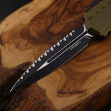 Microtech Cypher II Double Edge Full Serrate Black OD Green Handle 1242-3OD