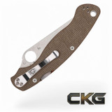 Spyderco Military 2 Brown Canvas Micarta CPM CRU-WEAR C36MPCW2 Cajun Knife And Gear