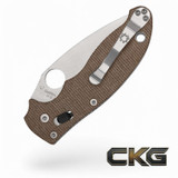 Spyderco Manix 2 Brown Canvas Micarta CPM CRU-WEAR C101MPCW2 Cajun Knife And Gear