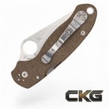 Spyderco Para 3 Brown Canvas Micarta CPM CRU-WEAR C223MPCW Cajun Knife And Gear
