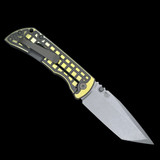 Mcnees Knives 3.5" Tanto Frag Brown Yellow Stonewashed Bronze Atomic Hardware SIMS1T2260